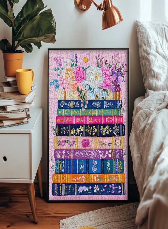 PICKFORU Colorful Flower Book Puzzles for Adults 1000 Piece, PICKFORU Wildflower Pages Jigsaw Puzzles Library, Impossible Spring Floral Art Theme for Book Lovers - Image 5
